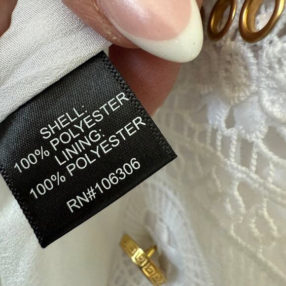 BEREK Eyelet Embroidered Blazer White Gold Grommets Lace Jacket XL Statement - Picture 9 of 13